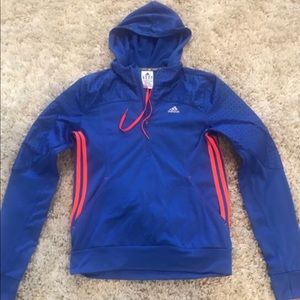 Adidas 1/4 Zip Hooded Running Pullover. Size Small